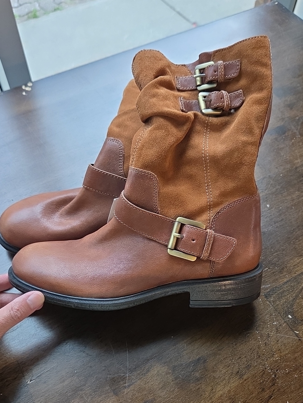 Geox Size 8 Women's Brown Leather & Suede Buckle Ankle Boots NEW